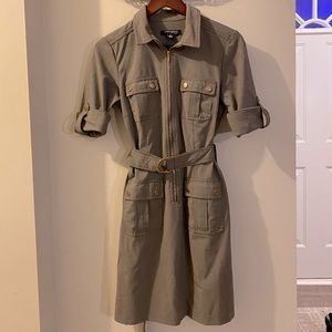 Sharagano 4 Pocket Zip-Front Belted Dress